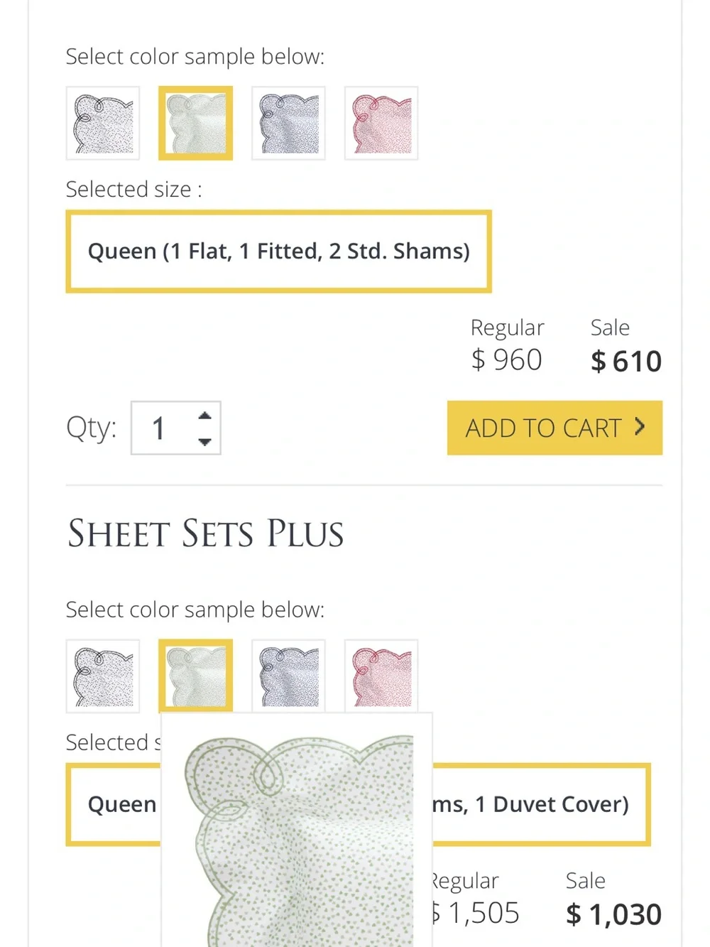Schweitzer Linen Queen Sheet Set in Ditsy Green Pattern - Classic Home Bedding